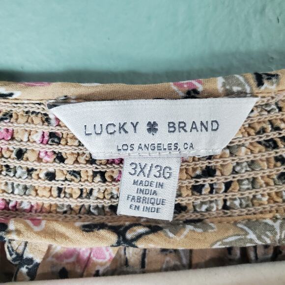 Lucky Brand Women's Boho Floral Paisley Border Print Peasant Blouse Top Size 3X - Picture 3 of 7